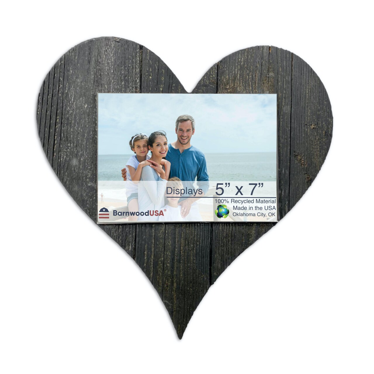 Rustic Farmhouse 12" Wood Heart with 5" x 7" Transparent Acrylic Photo Holder